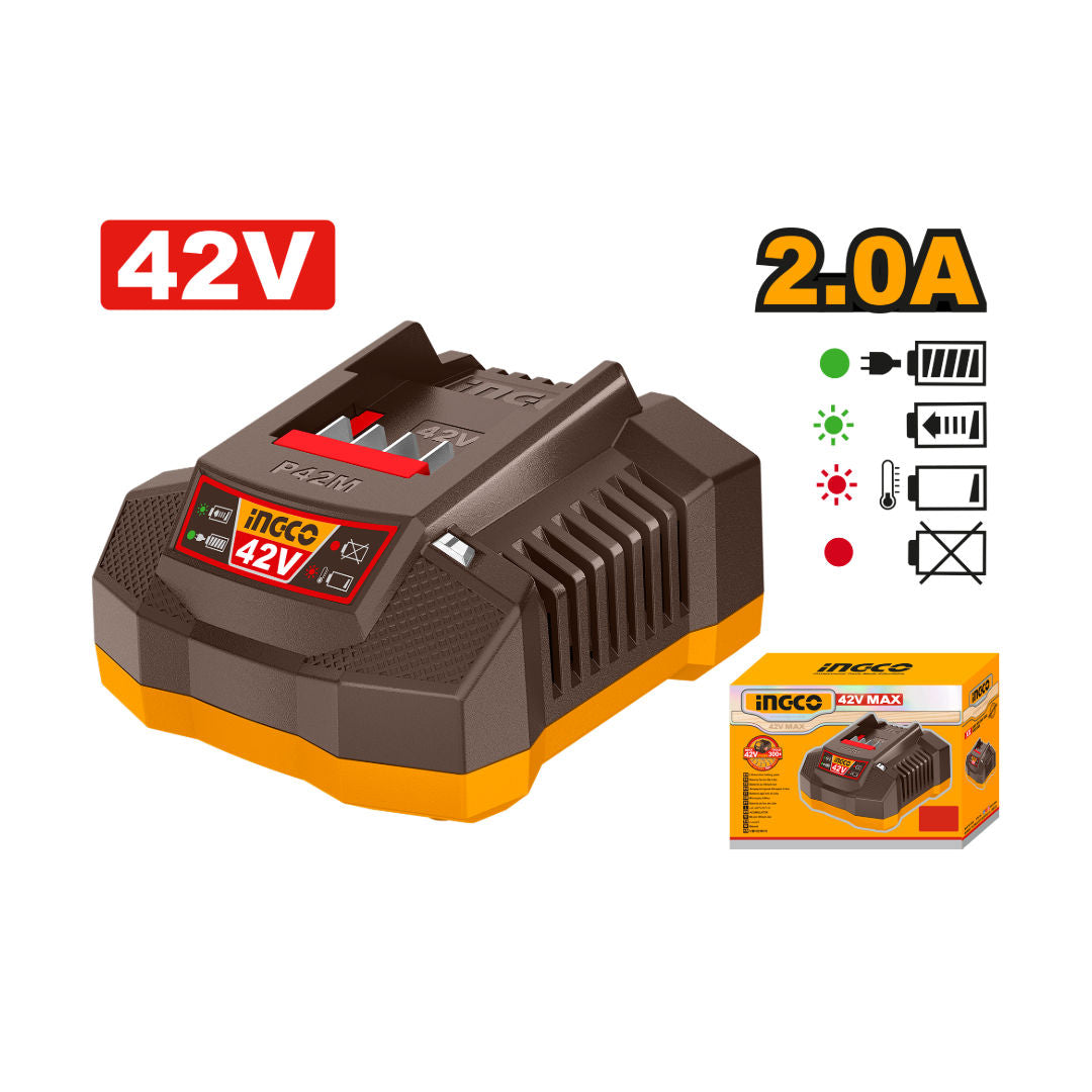 INGCO P42M Battery Charger,  Input 220-240V~50/60 Hz, Output 42V, 2A