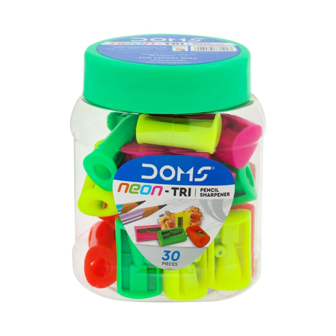 DOMS Neon-Tri Pencil Sharpener Jar, 30 Pieces