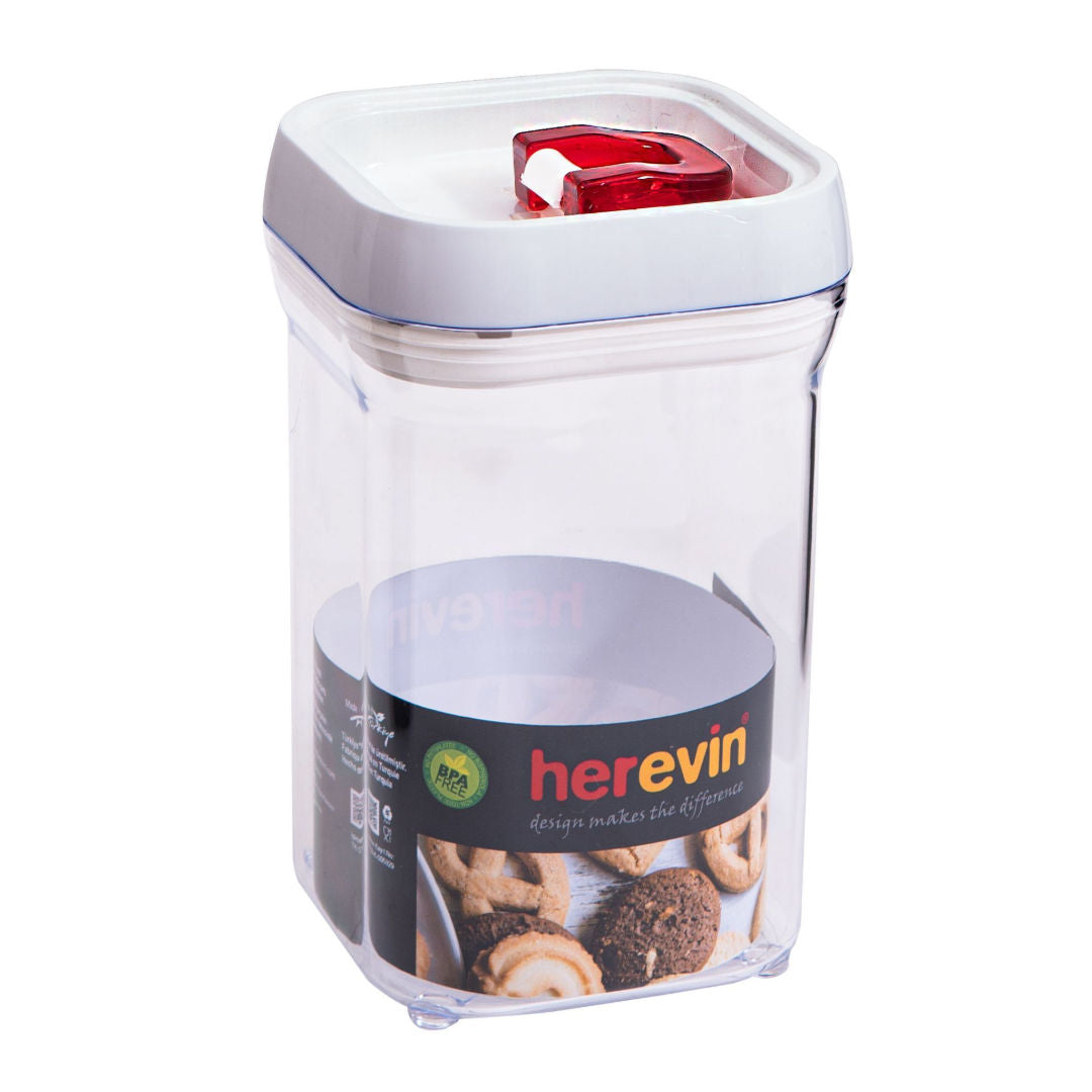 Herevin Storage Canister, BPA Free, White & Red