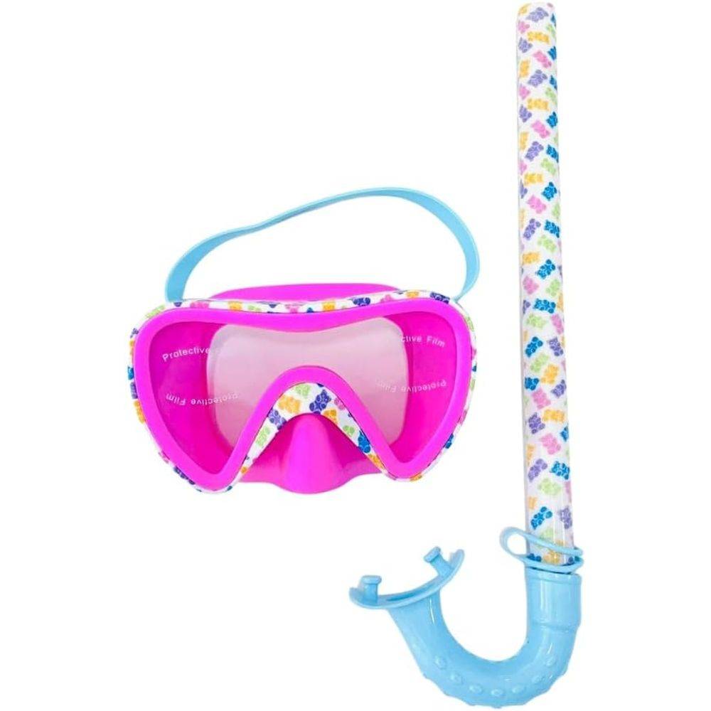 Aqua2ude Gummy Bear Swim Mask and Snorkel Set, Pack of 2, Pink, 3+ Years