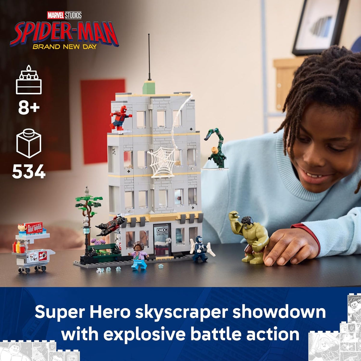 LEGO Marvel Spider-Man vs Hulk Epic Clash Building Set, 534 Pieces, For Age 8+ Years