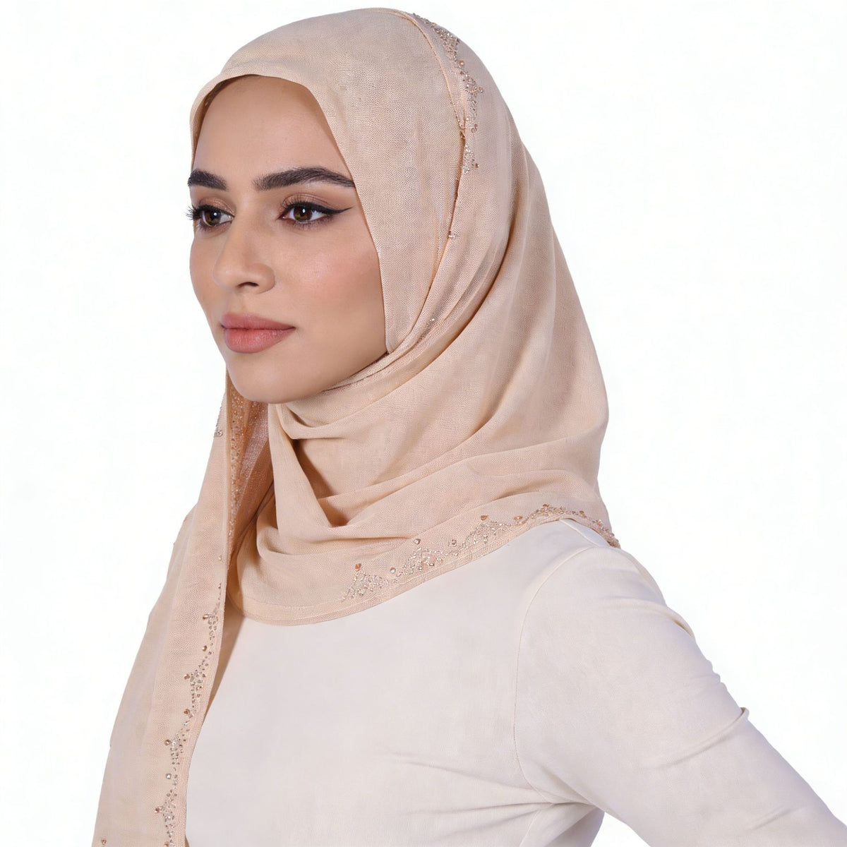 Rhinestone Chiffon Instant Hijab Scarf for Women