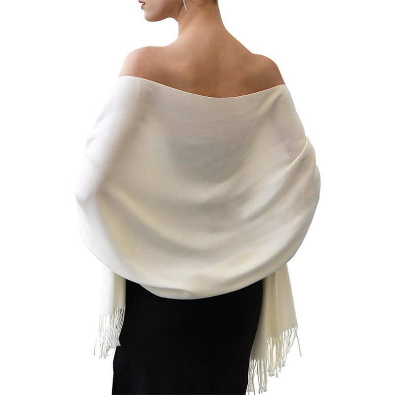 Cream White Shawl Wrap for Women Wedding & Evening Party