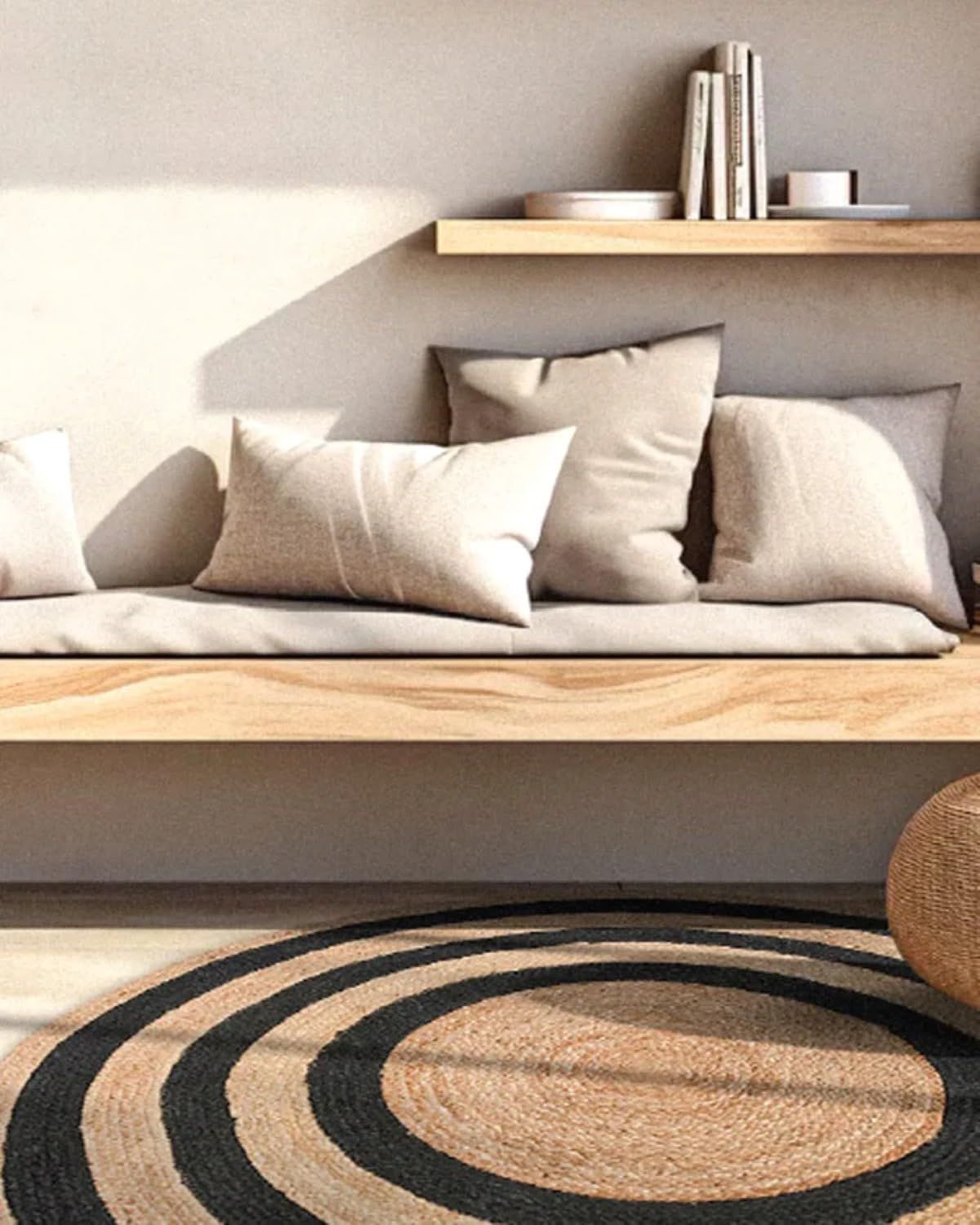 AIESY®  Beautiful High Traffic Area Reversible Jute Rug