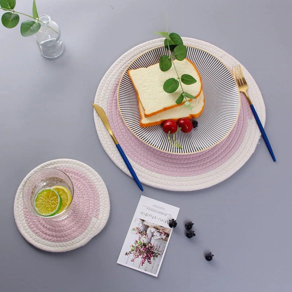 AIESY® 4 pcs Beautiful Cotton Rope Woven Round Placemat