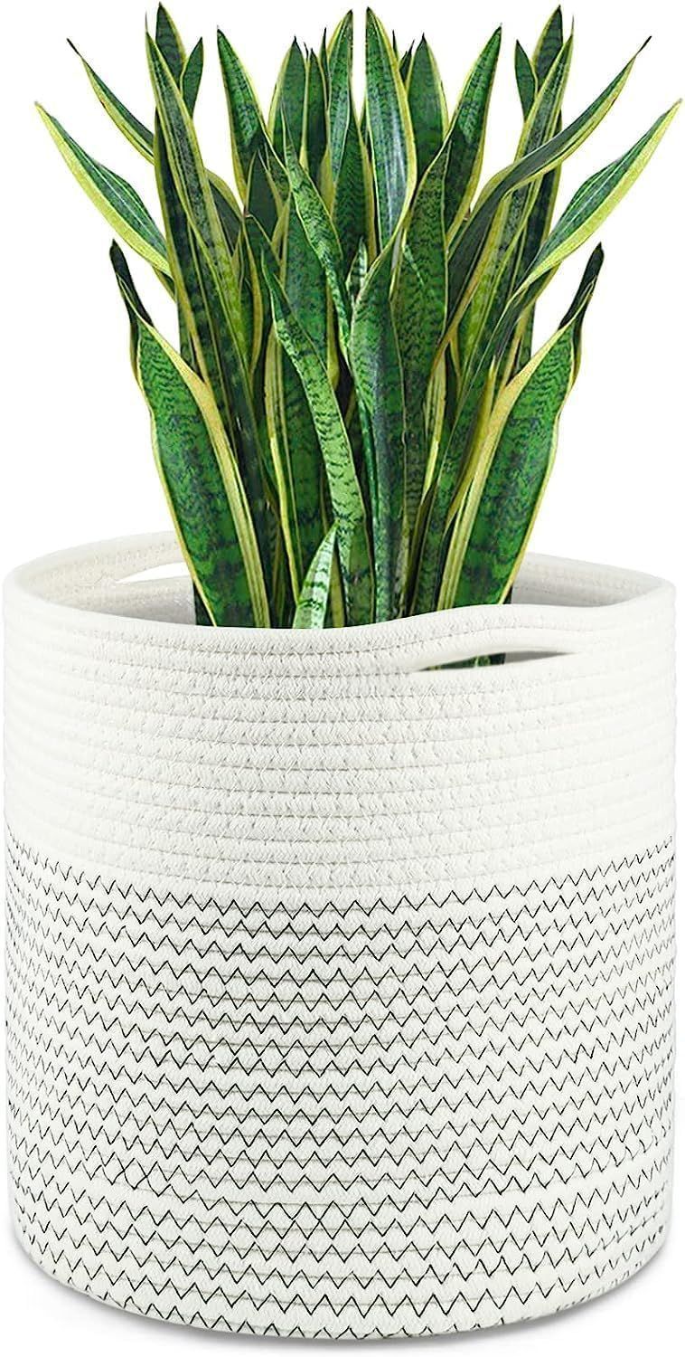 AIESY® Beautiful Jute Spliced Cotton Rope Plant Hanging Basket