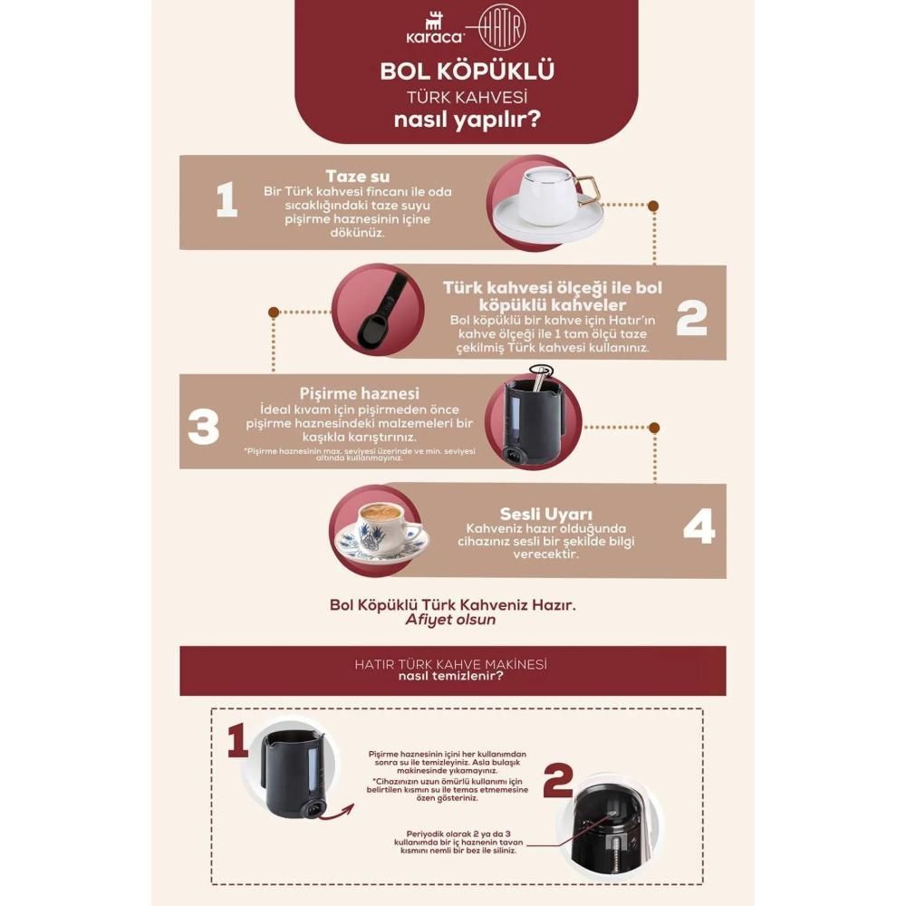 Karaca Hatir Kozde Turkish Coffee and Turkish Coffee Machine Rose with Plenty Of Foam With a Capacity of 5 Cups