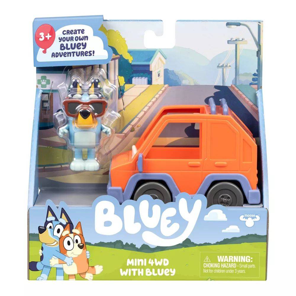 Bluey Series 13 Mini 4WD Vehicle with Bluey Figure Playset (7.6cm), 3+ years
