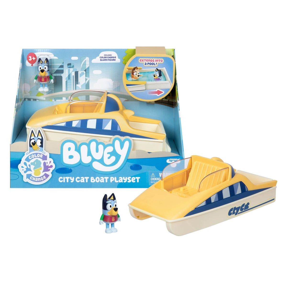 Bluey Series 13 Color-Change City Cat Motor Boat Playset (6.35cm), 3+ years