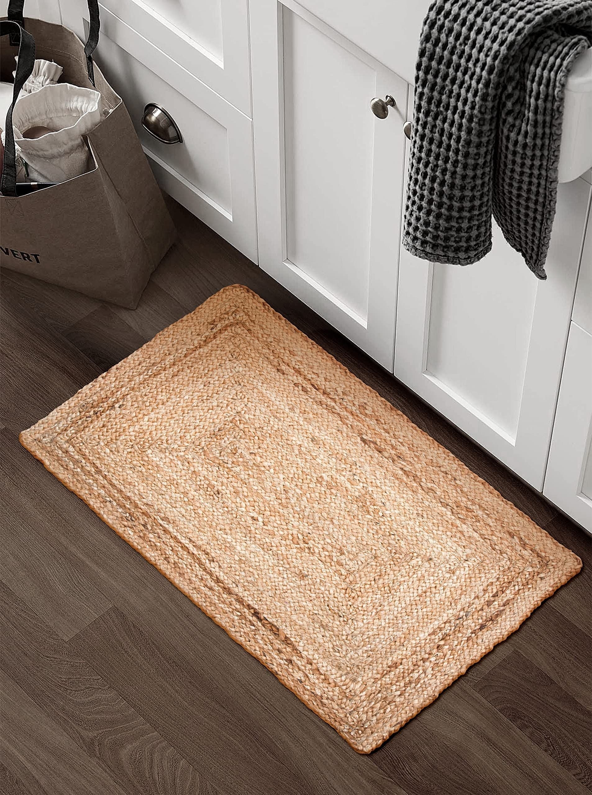 Jute Area Natural Hand Made Braided Reversible Rug 2x3