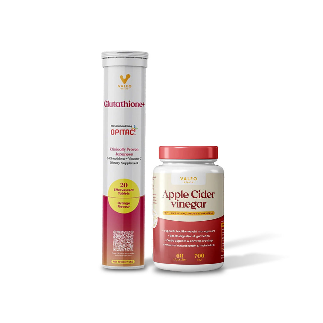Valeo Glutathione+ Effervecent Tabs and Apple cider vinegar capsule's 60