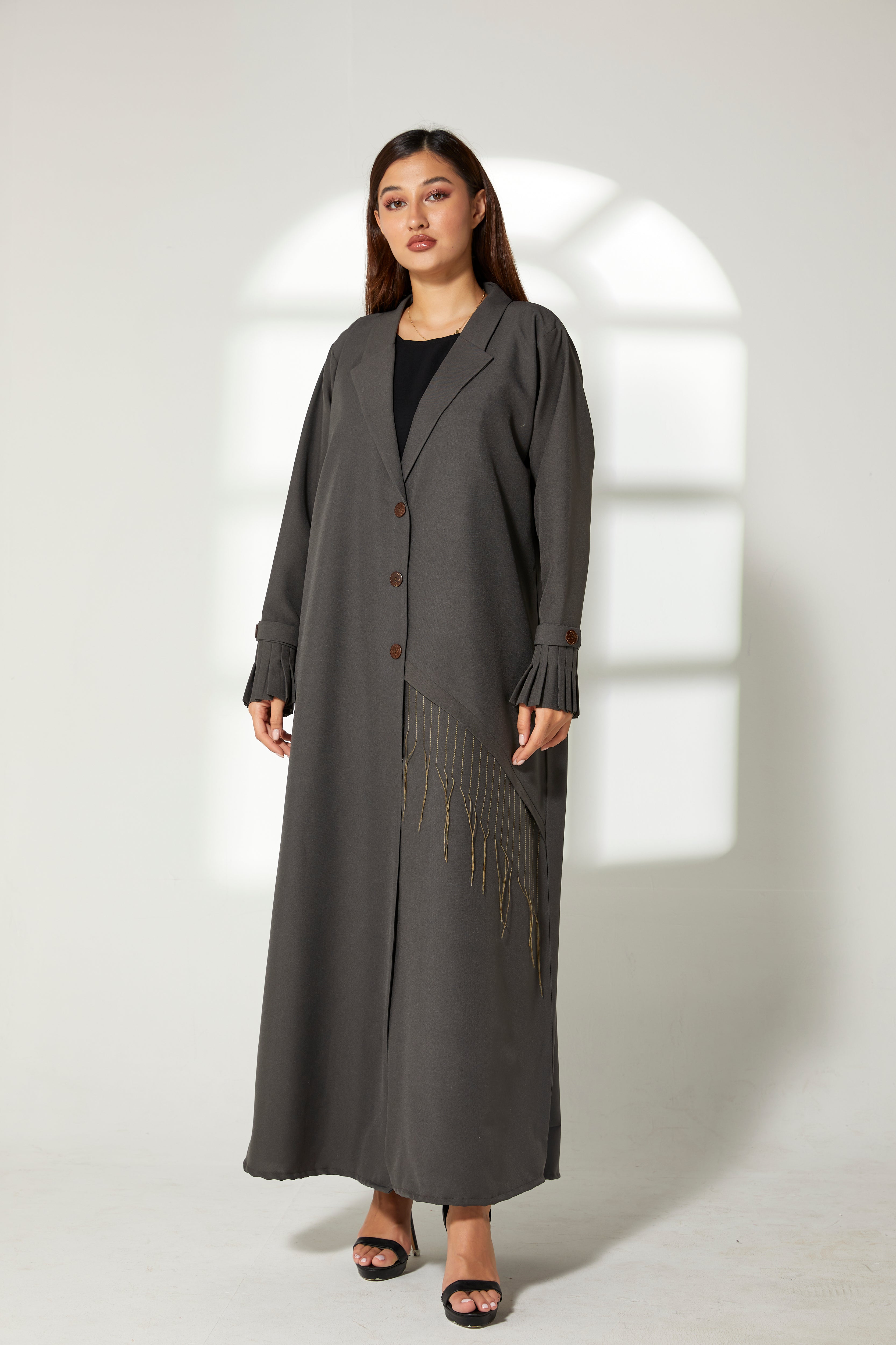 MOiSTREET Grey Phua   Abaya with Pleated Cuffs