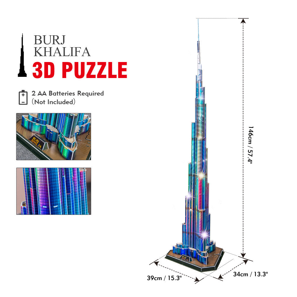 3D PUZZLE LED BURJ KHALIFA 136PCS B/O