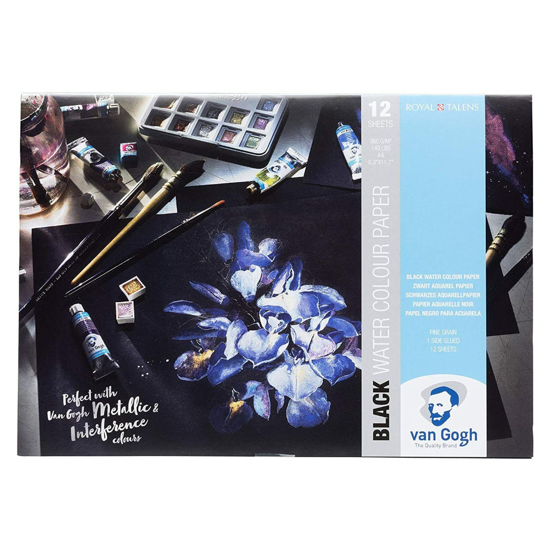 Van Gogh A4 Black Watercolour Pad 12 Sheets, 360GSM