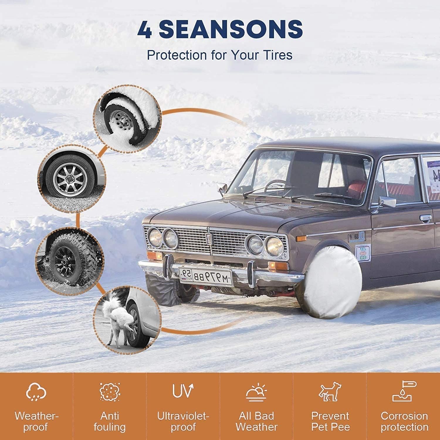 4 Pack Waterproof Tire Cover Spare Tyre Wheel RV Trailer Camper Anti-corrosion Tyre Protector