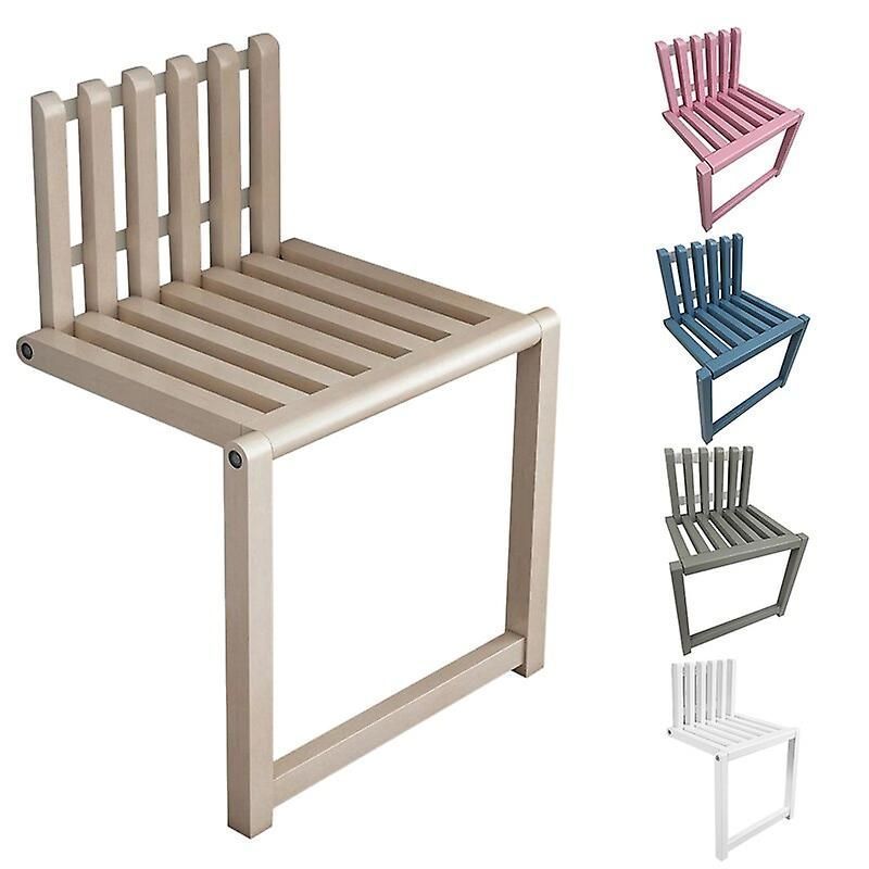 Wall Mounted Folding Chair Solid Wood Bathroom Stool Home Entrance Shoe Changing Stool Thin Concealed Footstool