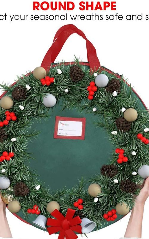 Christmas Wreath Storage Bag Holiday Organizer Wreath Container Box With Handle