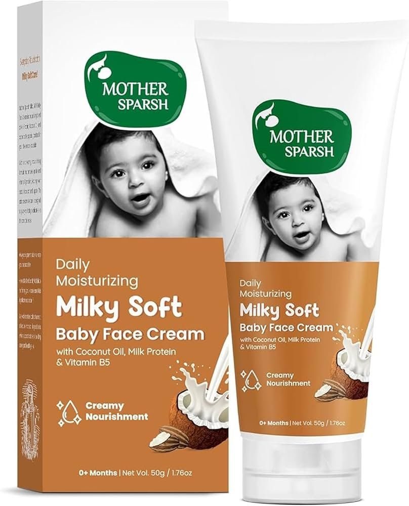 Mother Sparsh Milky Soft Baby Face Cream | Daily Moisturizing Face Cream for Babies With Coconut Oil, Milk Protein & Vitamin B5 |(50g)