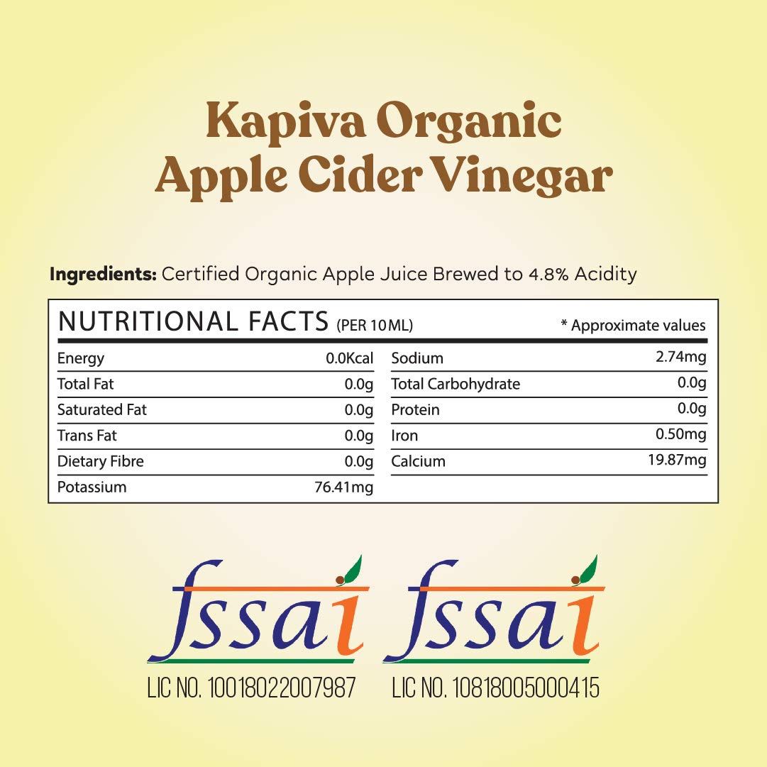 Kapiva Organic Apple Cider vinegar (Golden Apples) 500 ml (2/Pack)