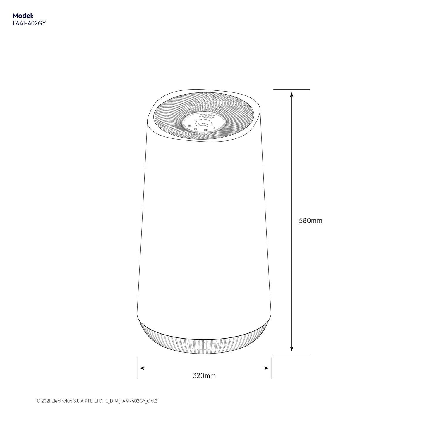 Electrolux Flow A4 Air Purifier, 4-Stage Filtration, 53m² Coverage, FA41-402GY