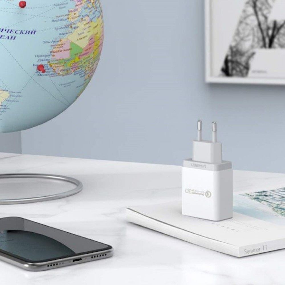 UGREEN CD122 18W Quick Charge 3.0 USB Wall Charger, EU Plug, Fast Charging Adapter