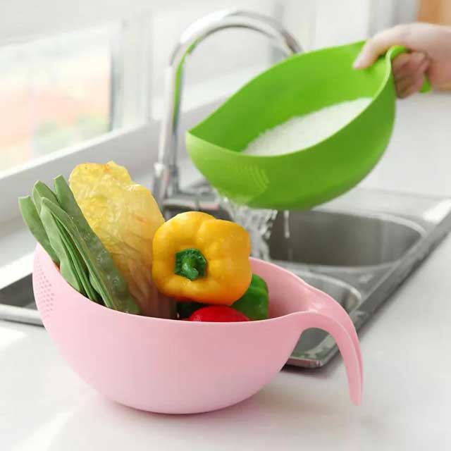 Rice Washing Filter Strainer Basket - Multi-Function Fruit & Vegetable Drainer Bowl for Kitchen Use