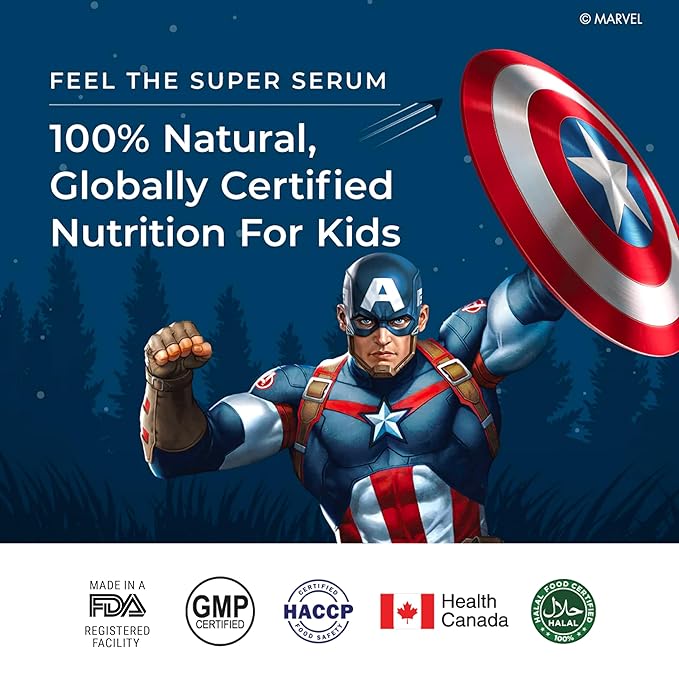 Wellbeing Nutrition Marvel Captain America Melts| Multivitamin for KidsTropical Berry Flavor (30 Oral Strips)