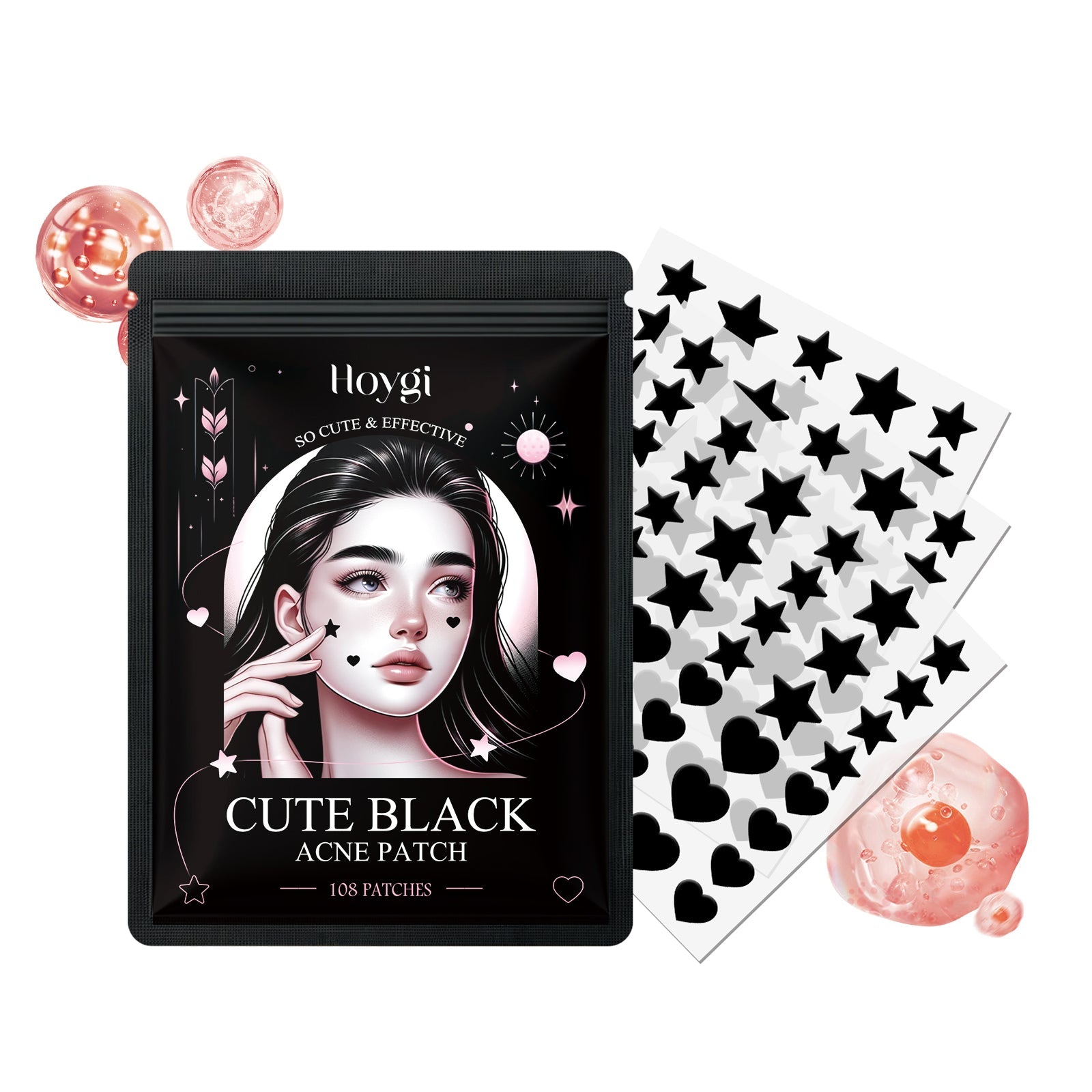 Reduce Acne Fast, Cute Black Pimple Patch, Clear Skin, Spot Treatment ,108pcs