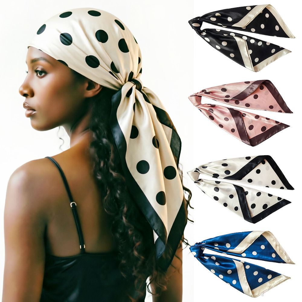 4Pcs Polka Dot Satin Square Scarf Set for Women 90x90cm