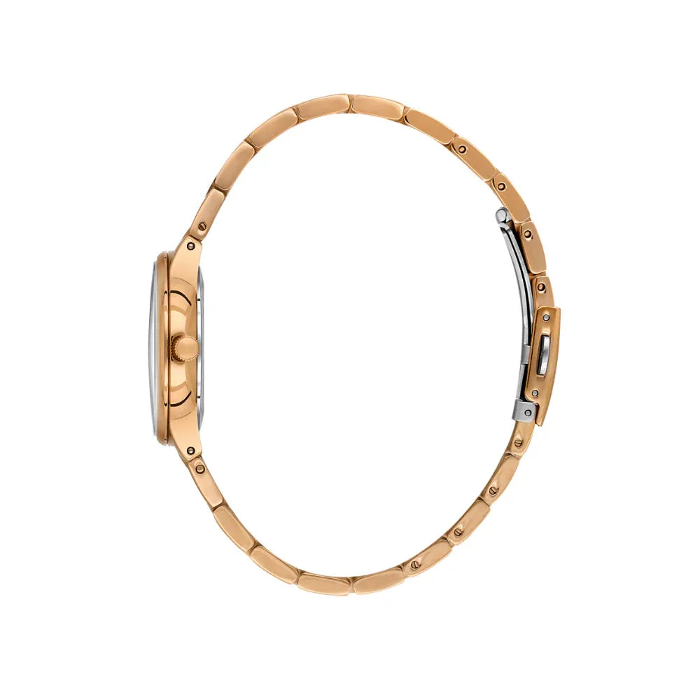 Daniel Klein Diamond Rose Gold Stainless Sunray Dial Steel Watch for Women, DK.1.14136-5