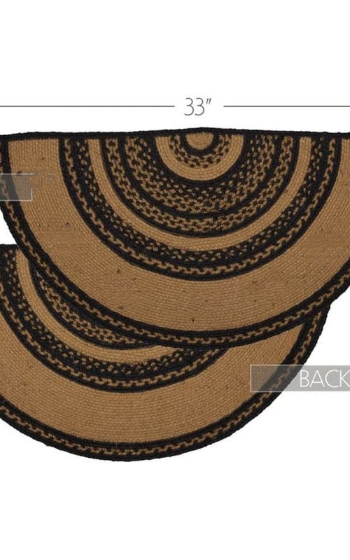 Reversible Braided Doorway Rug Eco-Friendly Half Circle 33" L for All Seasons (Beige/Black)