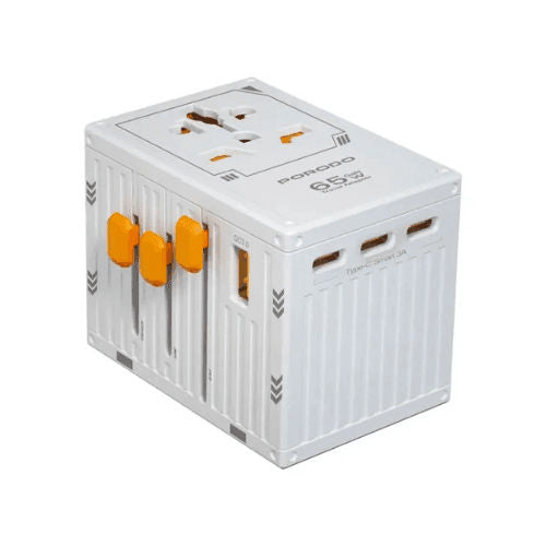 Porodo GaN 5-Port Travel Block Universal Charger-white