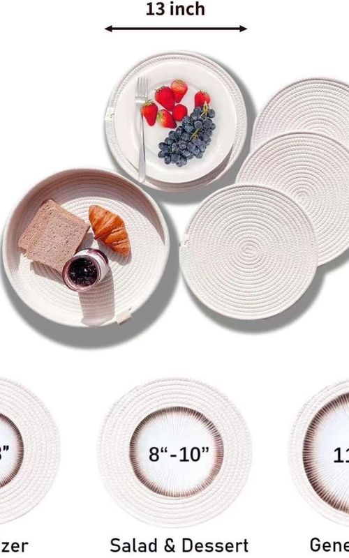 AIESY® Beautiful Round Woven Cotton Rope Placemats Set