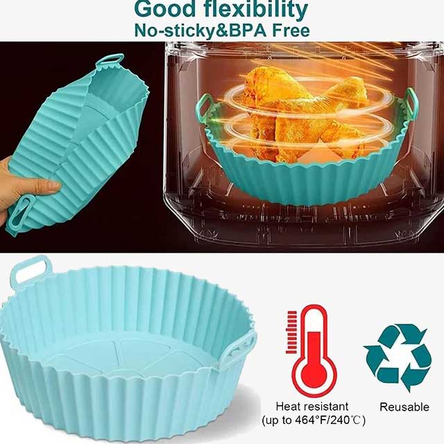 Silicone Tray for Air Fryer with Handle - Non-Stick, Heat-Resistant Cooking Tray for Easy Food Preparation & Cleanup