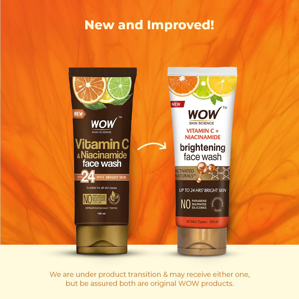 Wow Skin Science Brightening Vitamin C Face Wash No Parabens, Sulphate, Silicones & Color Pack Of 2 Net Vol 200ml