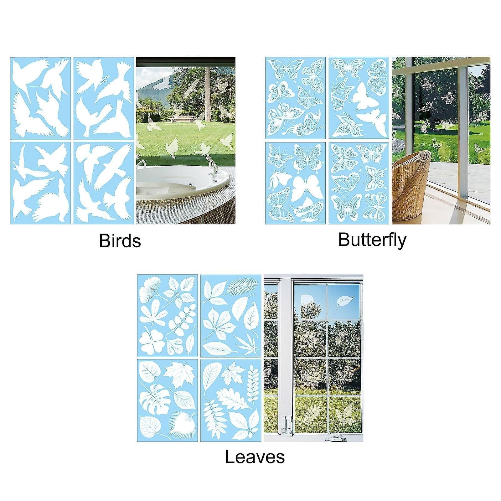 Static Window Stickers To Save Birds From Hitting Glass, White Alert Bird Decals For Home Decor And Protection, 22x30cm