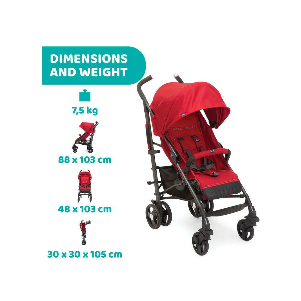 Chicco Lite Way 3 Top with Bumper Bar red color