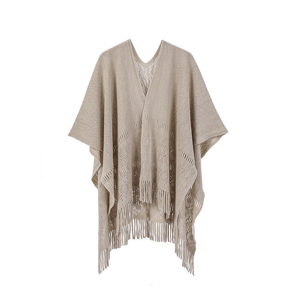 Ivory Crochet Knitted Shawl Wrap for Women Lightweight
