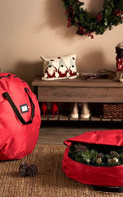 Christmas Wreath Storage Bag Holiday Organizer Wreath Container Box With Handle