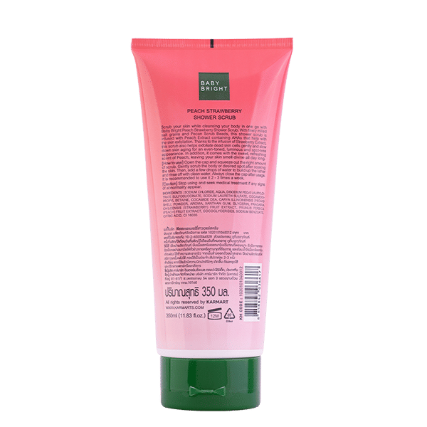 PEACH STRAWBERRY SHOWER SCRUB 350ML BABY BRIGHT (B)
