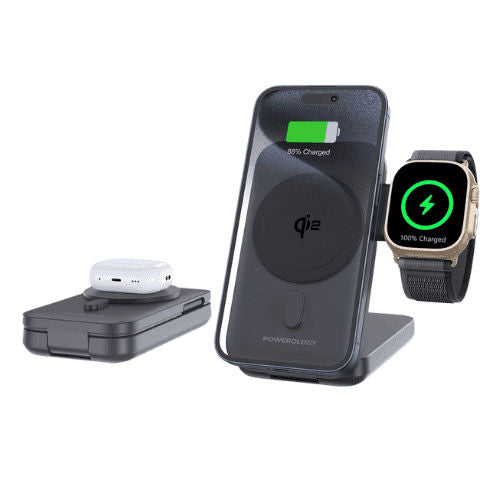 Powerology 10kmAh Qi2 -15WMagsafe PB+Watch Charger
