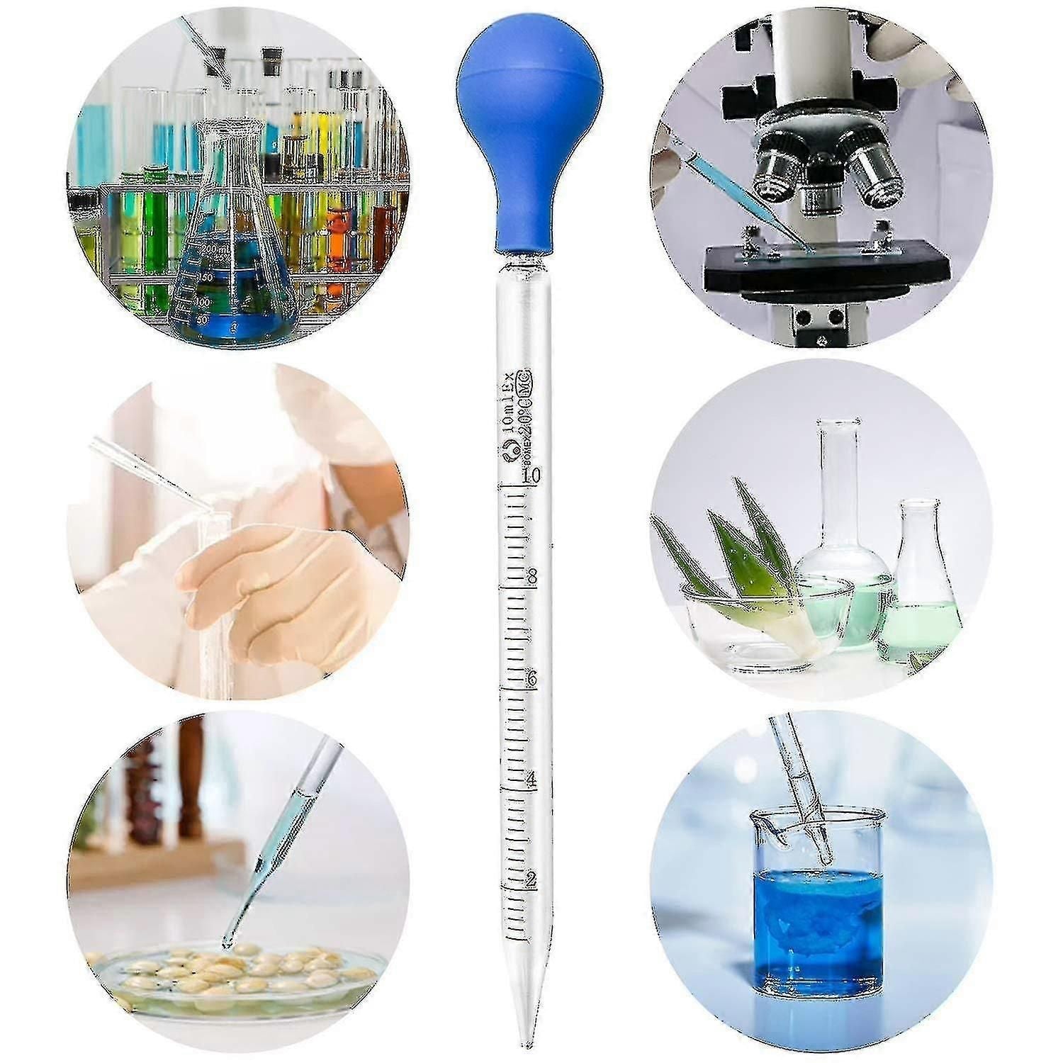 3 Pieces 10ml Glass Pipettes, For Pharmacy, Perfume, Laboratory, Hospital, Chemistry