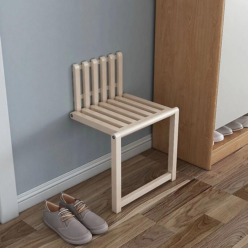 Wall Mounted Folding Chair Solid Wood Bathroom Stool Home Entrance Shoe Changing Stool Thin Concealed Footstool