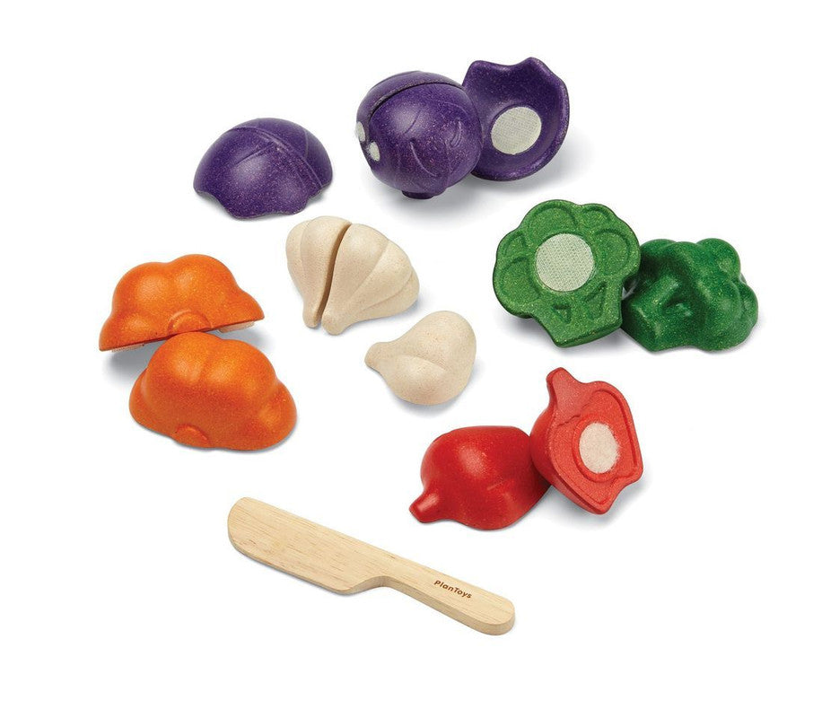PlanToys 5 Colors Veggie Set — Wooden Pretend Play Food