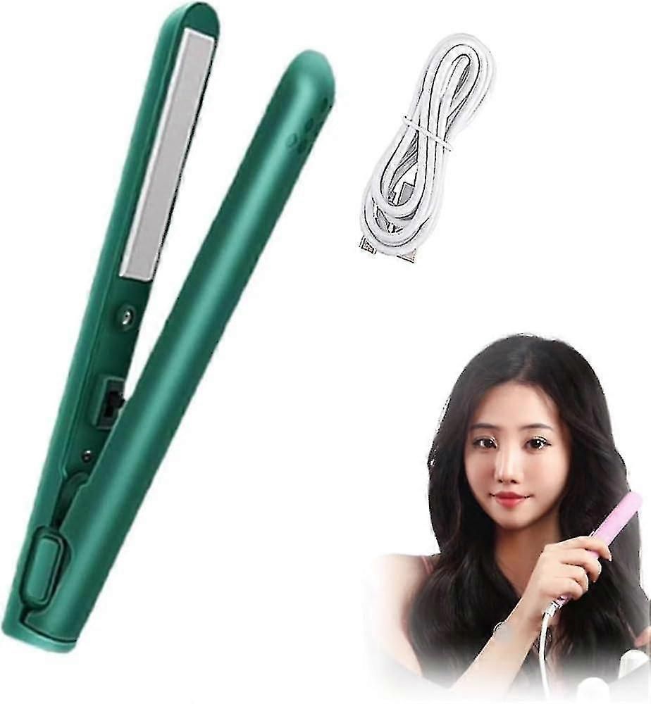 Mini Curling Iron With Dual Use, Durable Styling, 2-in-1 Mini Curler, Usb Rechargeable Small Curling Iron, For Short And Long Hair-green zxin
