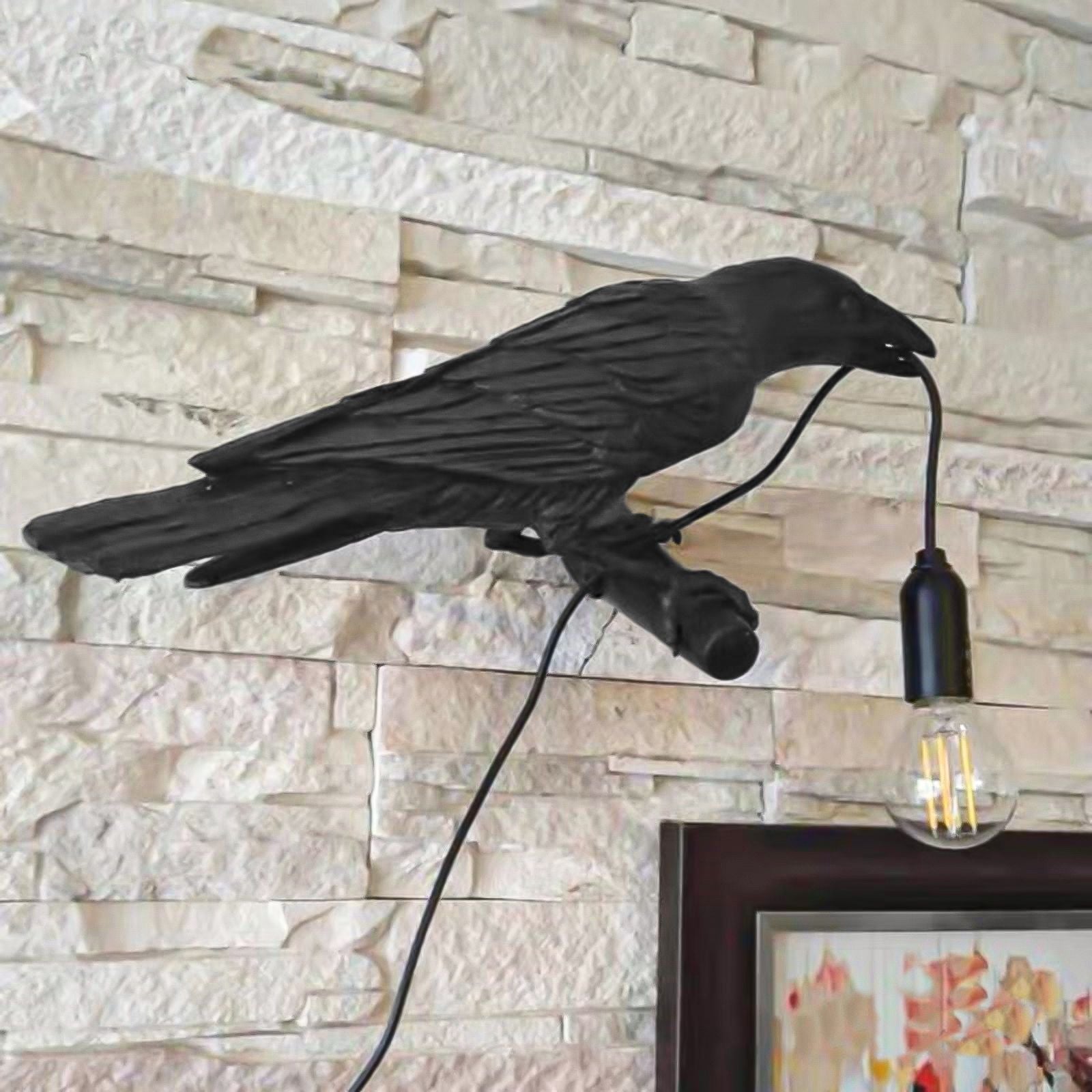 Bird Lamp Resin Crow LED Light Bedroom Wall Sconce Lamp Table Living Room Art Decoration