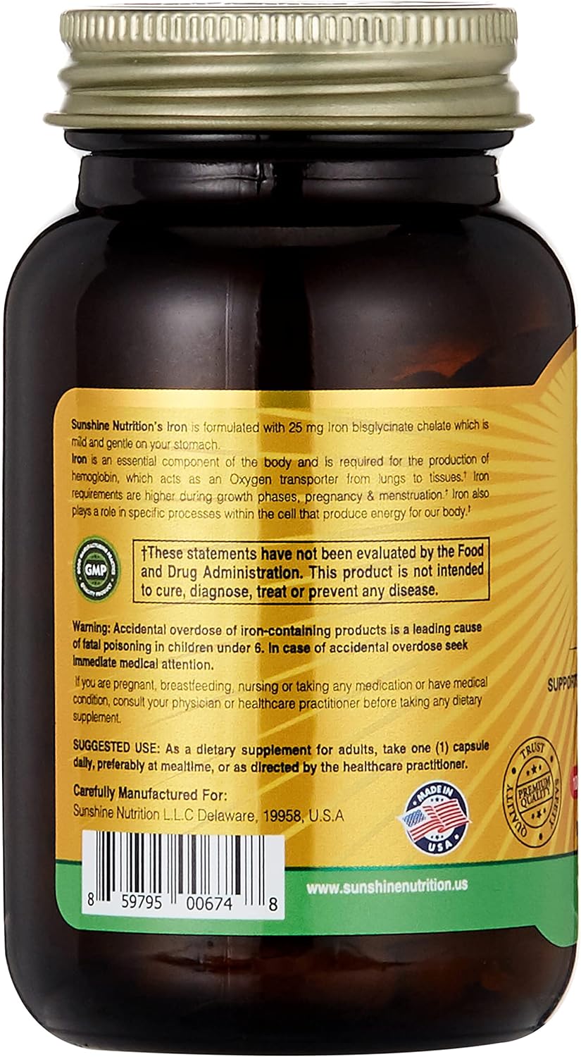 Sunshine Nutrition Iron 25 Mg Capsules 100's