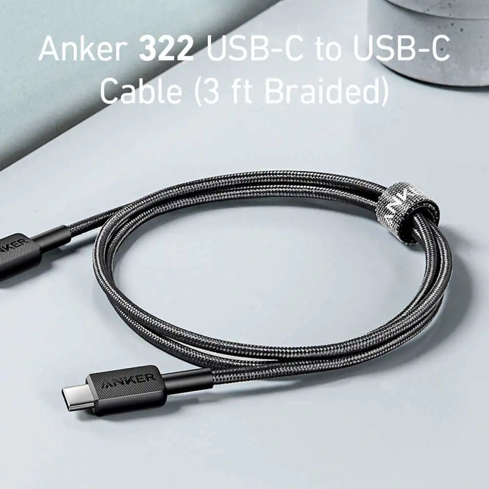 Anker 322 USB-C to USB-C Cable Fast Charging Braided, Black