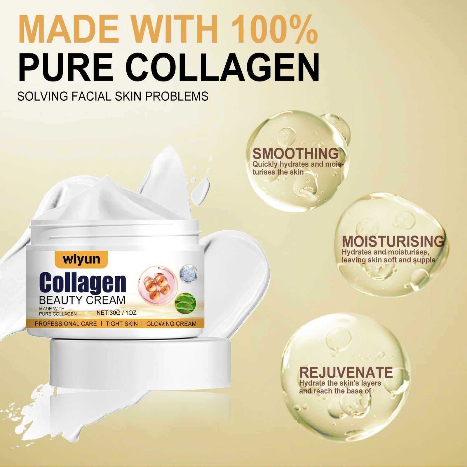 Collagen Moisturizing Cream for Firming and Hydrating Skin, Anti-Aging, Brightening ,30g