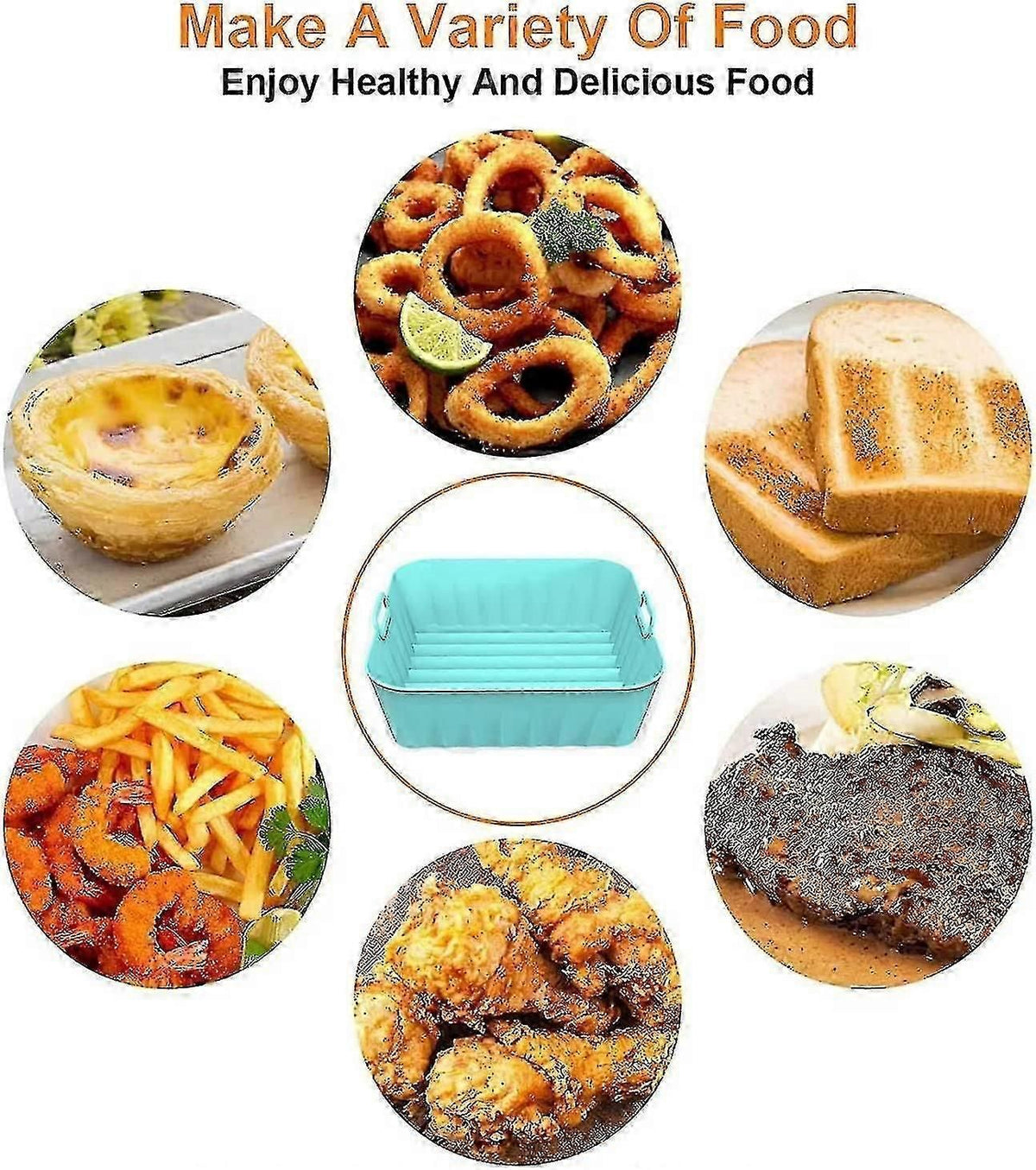 2pcs Square Air Fryer Silicone Pot, Reusable Silicone Air Fryer Liners Fit For 4 To 7 Qt, Air Fryer Accessories